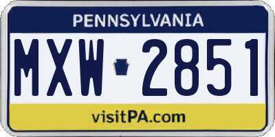 PA license plate MXW2851
