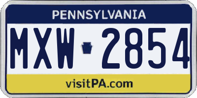 PA license plate MXW2854