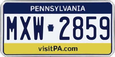 PA license plate MXW2859