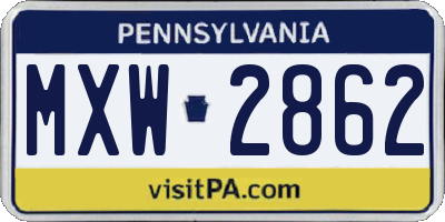 PA license plate MXW2862