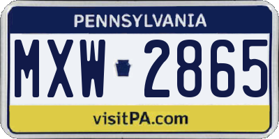 PA license plate MXW2865