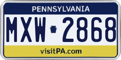 PA license plate MXW2868