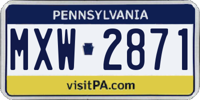 PA license plate MXW2871