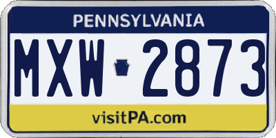 PA license plate MXW2873