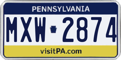 PA license plate MXW2874