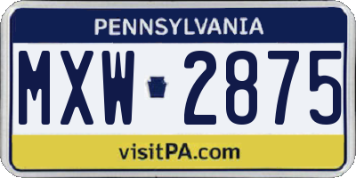 PA license plate MXW2875