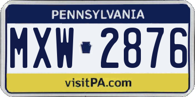PA license plate MXW2876