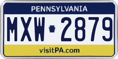 PA license plate MXW2879