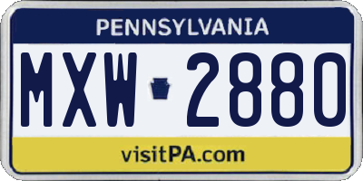 PA license plate MXW2880