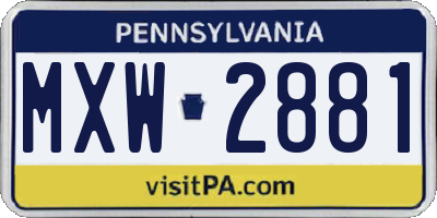 PA license plate MXW2881