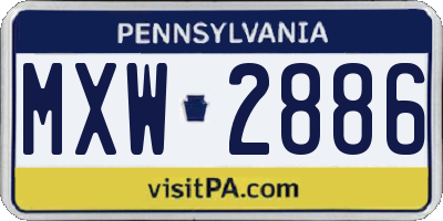 PA license plate MXW2886