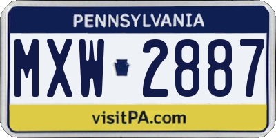 PA license plate MXW2887