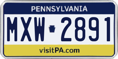 PA license plate MXW2891