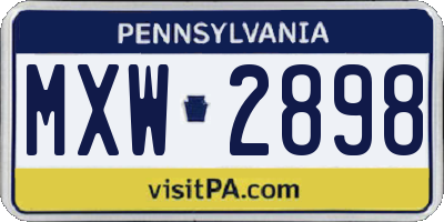 PA license plate MXW2898