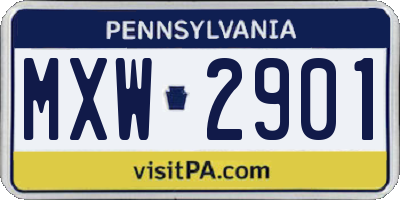PA license plate MXW2901