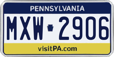 PA license plate MXW2906