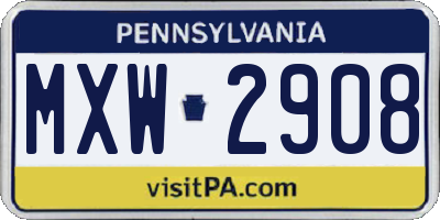 PA license plate MXW2908
