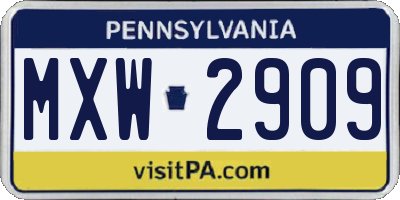 PA license plate MXW2909