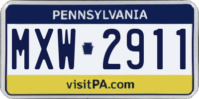 PA license plate MXW2911