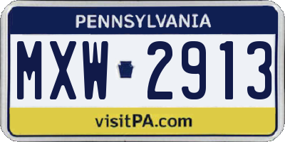 PA license plate MXW2913