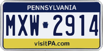 PA license plate MXW2914