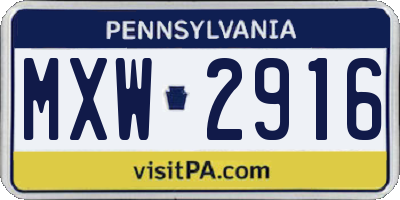 PA license plate MXW2916