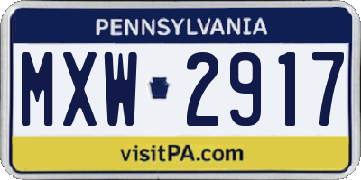 PA license plate MXW2917