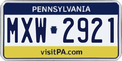PA license plate MXW2921
