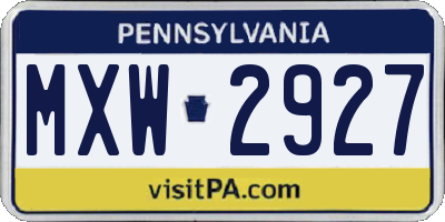 PA license plate MXW2927