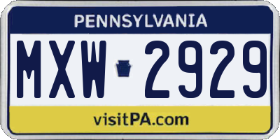 PA license plate MXW2929