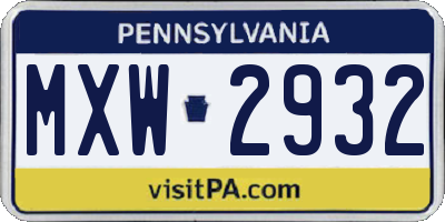 PA license plate MXW2932