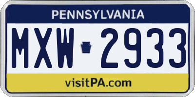 PA license plate MXW2933