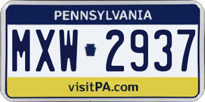 PA license plate MXW2937