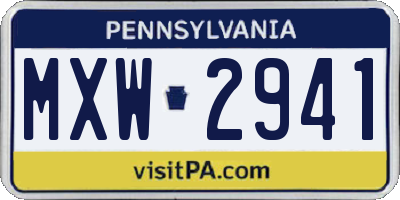 PA license plate MXW2941