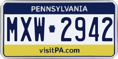 PA license plate MXW2942