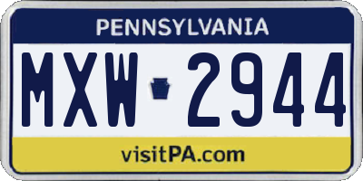 PA license plate MXW2944