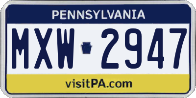 PA license plate MXW2947