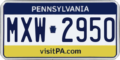 PA license plate MXW2950