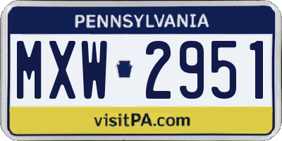 PA license plate MXW2951