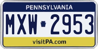 PA license plate MXW2953
