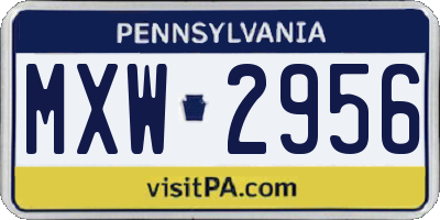 PA license plate MXW2956