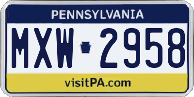 PA license plate MXW2958
