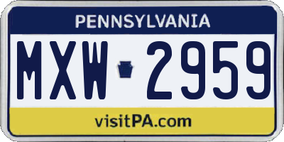 PA license plate MXW2959