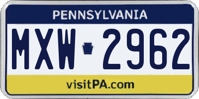 PA license plate MXW2962