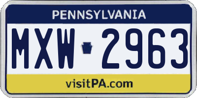 PA license plate MXW2963