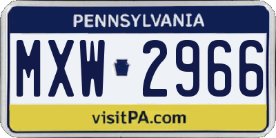 PA license plate MXW2966