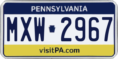 PA license plate MXW2967