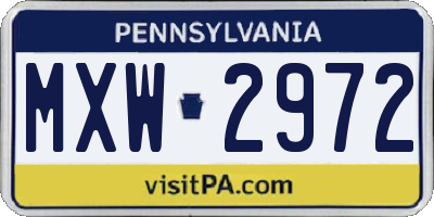 PA license plate MXW2972