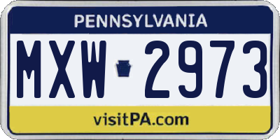 PA license plate MXW2973
