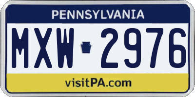 PA license plate MXW2976